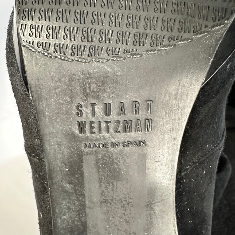 STUART WEITZMAN Black Stiletto Heel, Suede, Knee High Boots - Picture 10 of 13